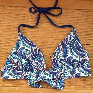 J Crew Plunge Bikini Top in Purple Paisley XS